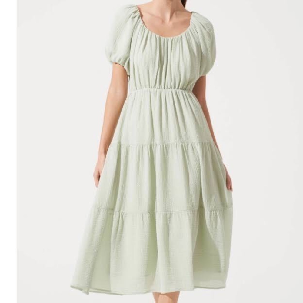 DONATED - NWT ASTR The Label Smocked Tiered Maxi in Sage - Picture 6 of 7